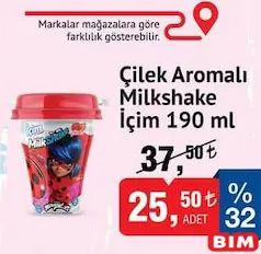 İÇİM ÇİLEK AROMALI MİLKSHAKE 190 ML fiyat ve kampanya bilgisi